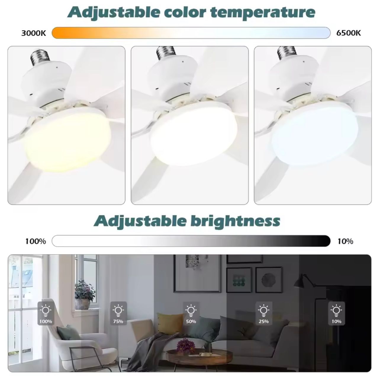 Ventilador LED Inteligente 2 en 1 con control Remoto